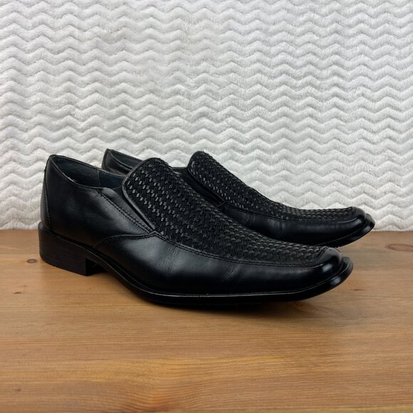 Woven Leather Mens Loafers Shoes Square Toe Retro Slip On Lamasini Sz 9 US EU 43 - Picture 5 of 16